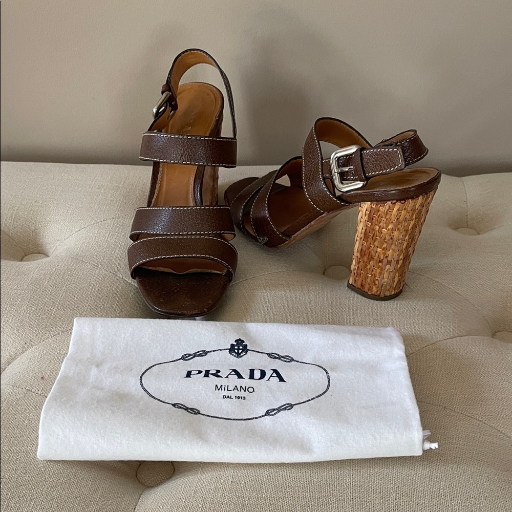 Prada Women's Brown Strappy Heels